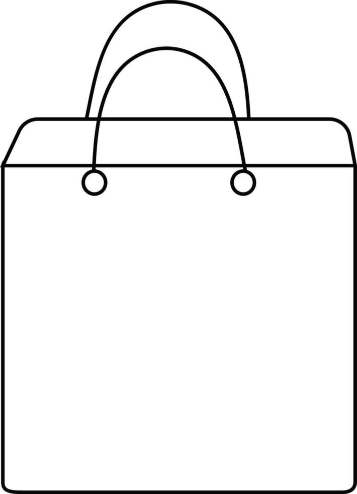 Shopping bag in black line art. vector