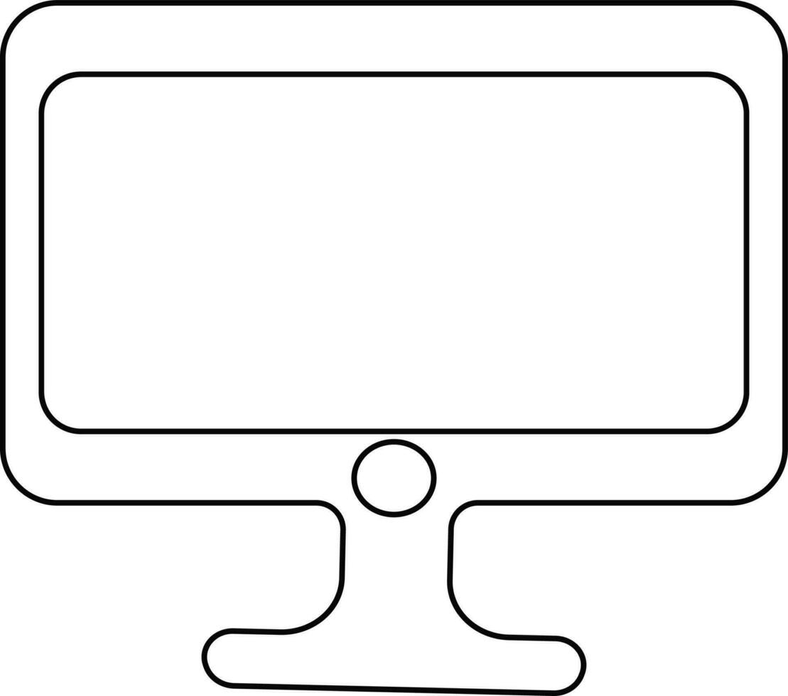 Black line art computer on white background. vector