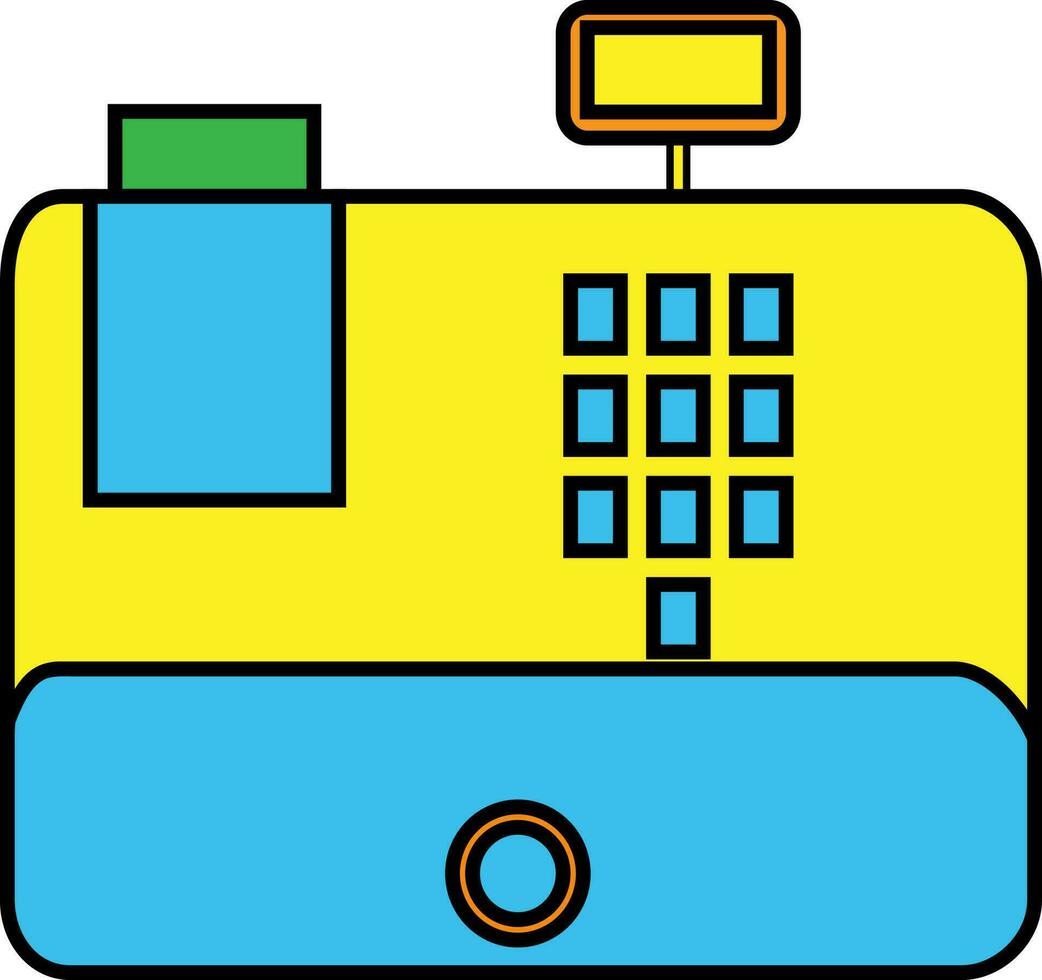 Cash register in blue and yellow color. vector