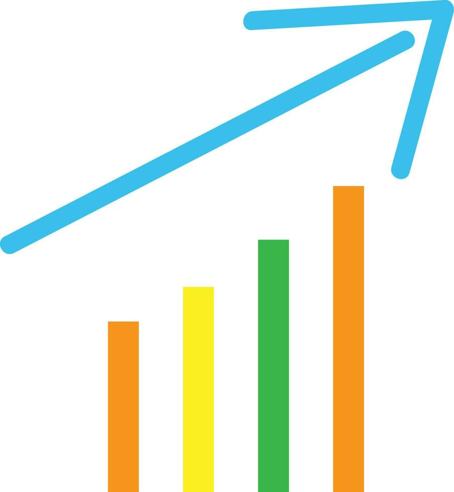 Colorful growing graph in flat style. vector