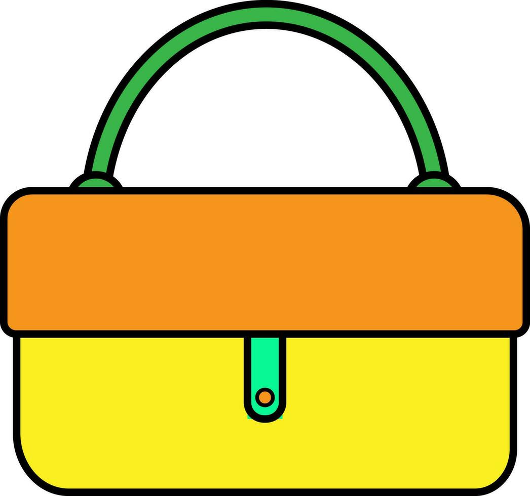 Handbag in orange and yellow, green color. vector