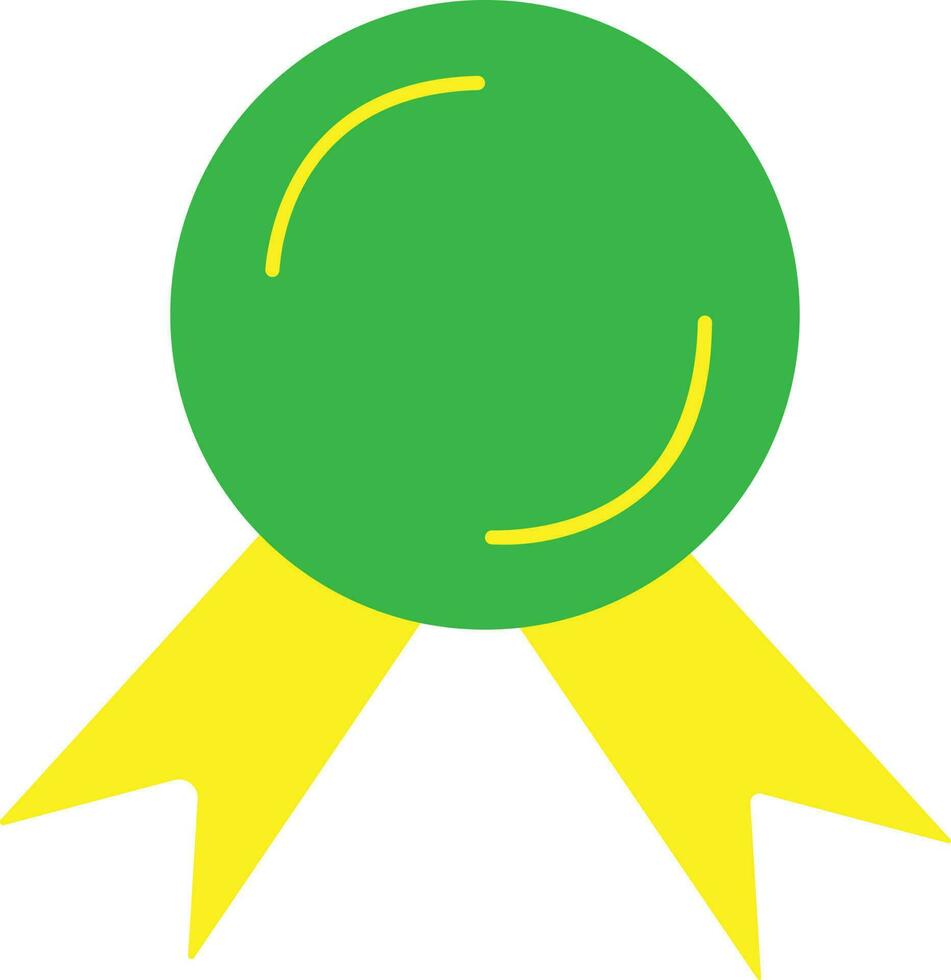 Green badge with yellow ribbon on white background. vector