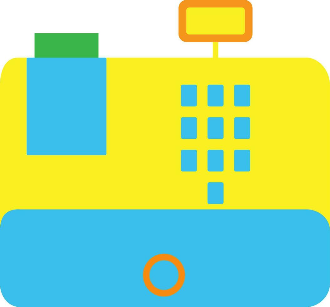 Cash register in blue and yellow color. vector