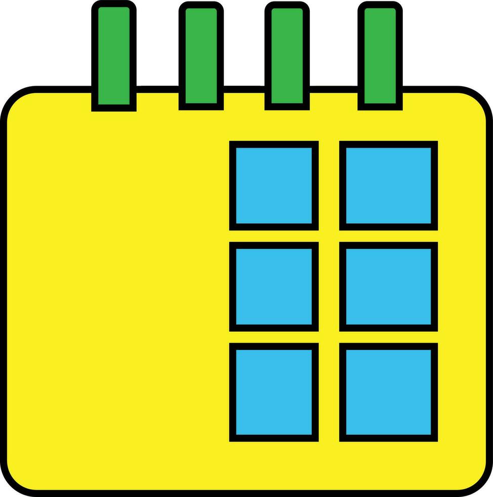 Yellow and blue calendar in flat style. vector