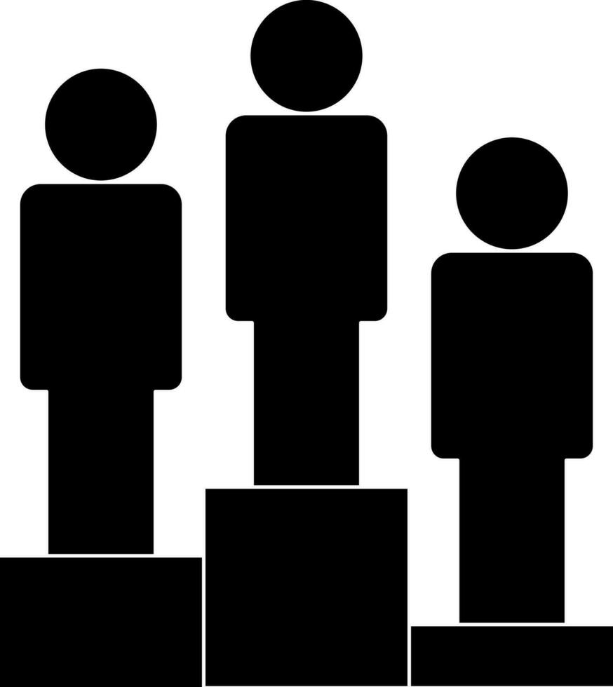 Character of faceless humans standing on podium. vector