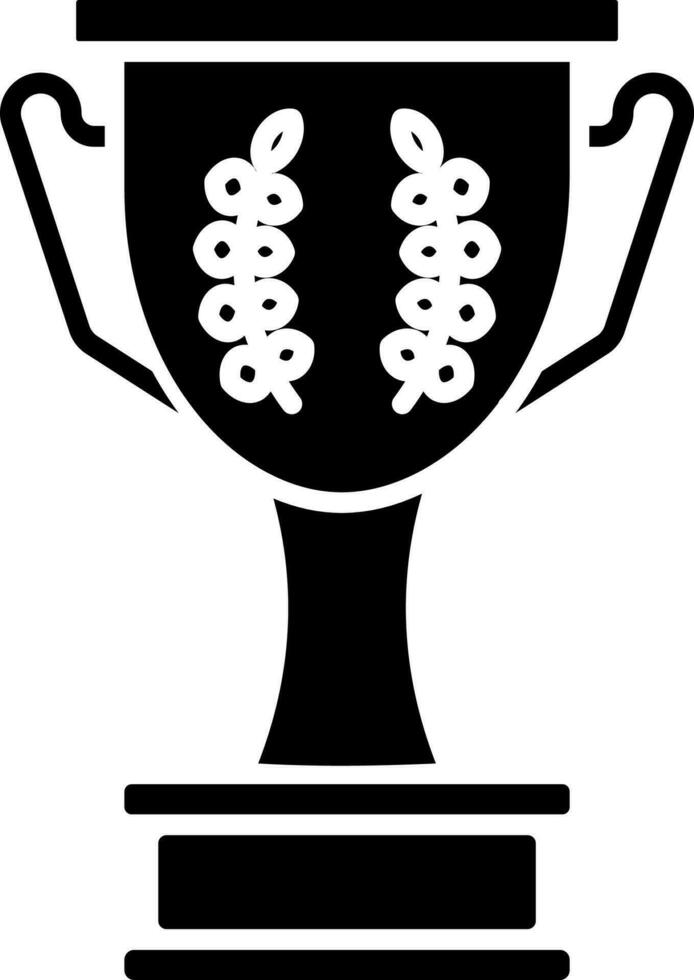Champion trophy cup with laurel leaves sign. vector