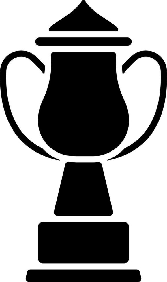 Black and White champion trophy cup icon in flat style. vector