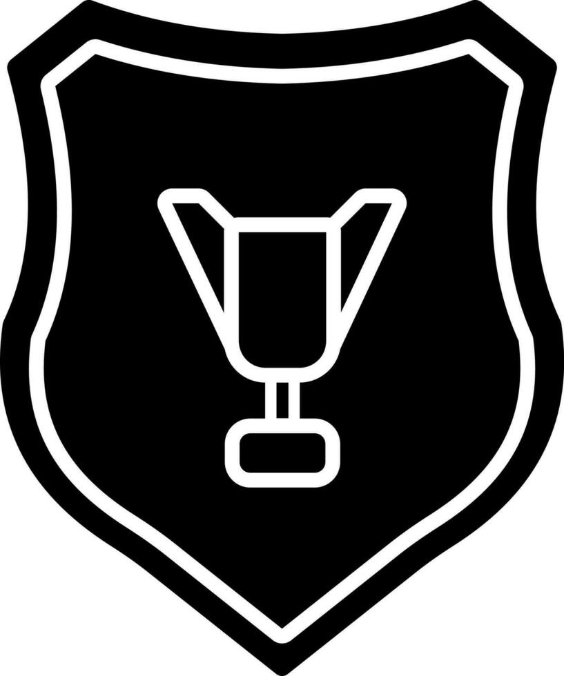 Shield icon with cup sign or symbol in Black and White color. vector