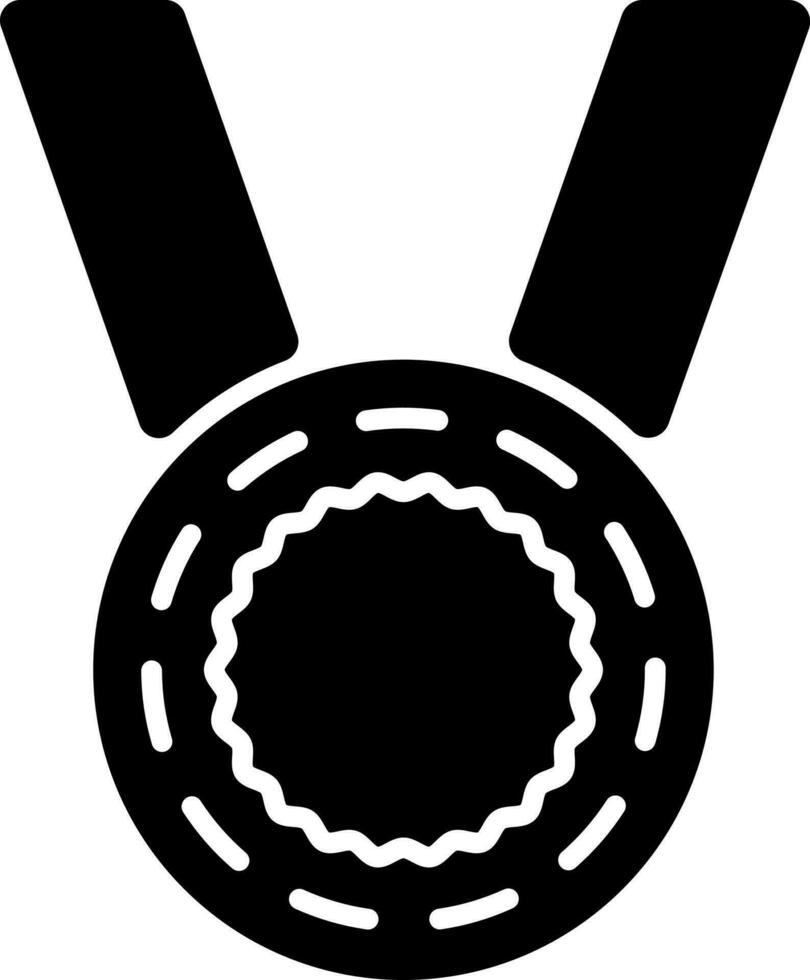 Medal or badge glyph icon in Black and White color. vector