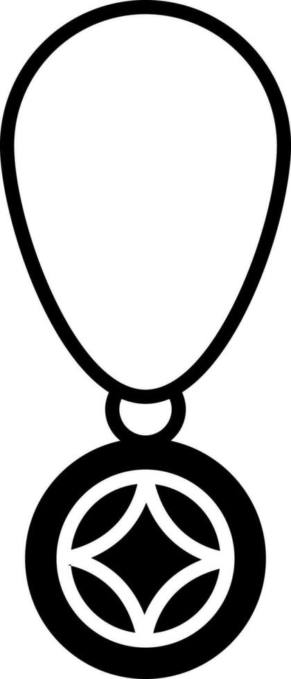 Isolated glyph icon of medal, vector sign or symbol.