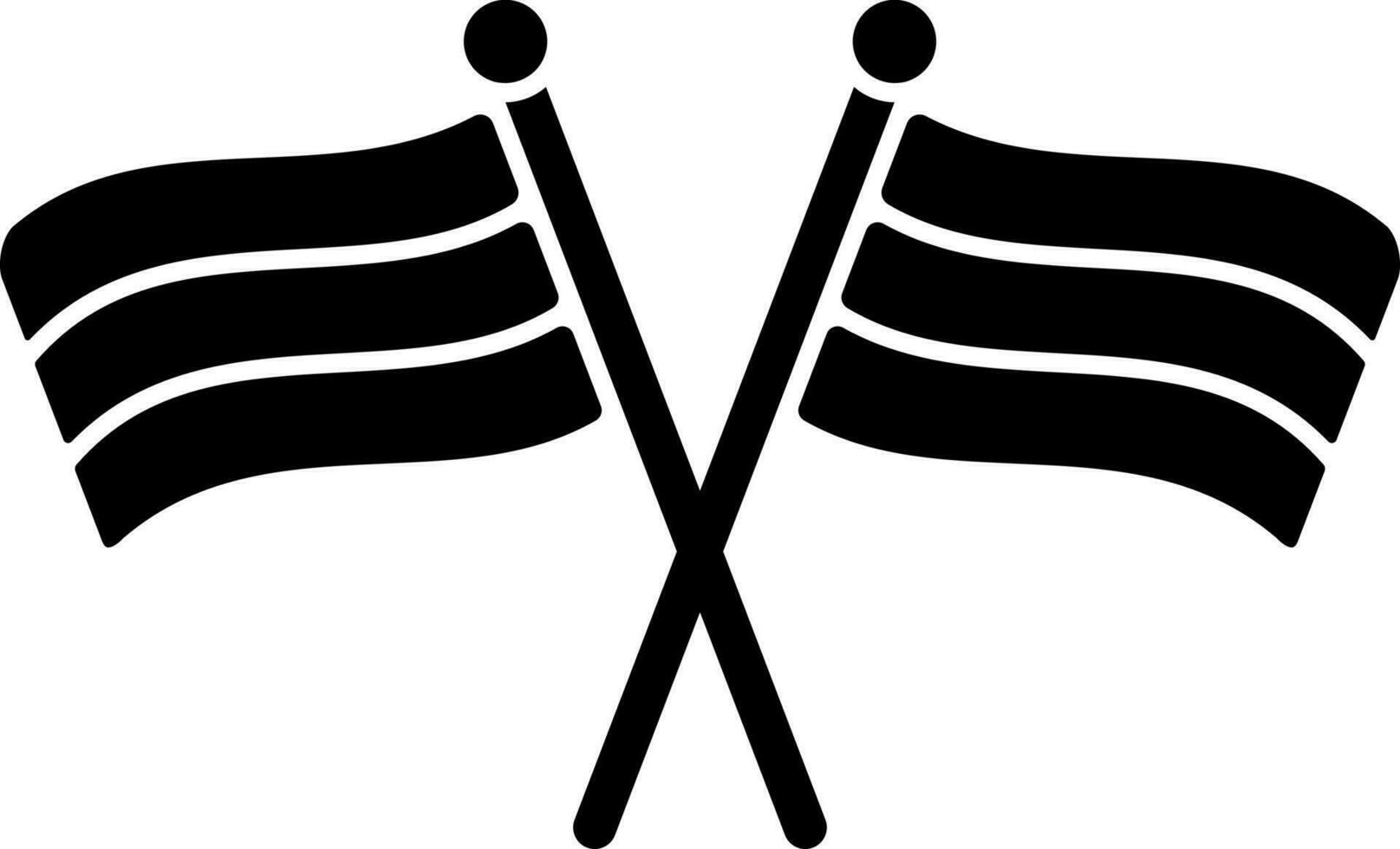 Crossed flage glyph sign or symbol in flat style. vector