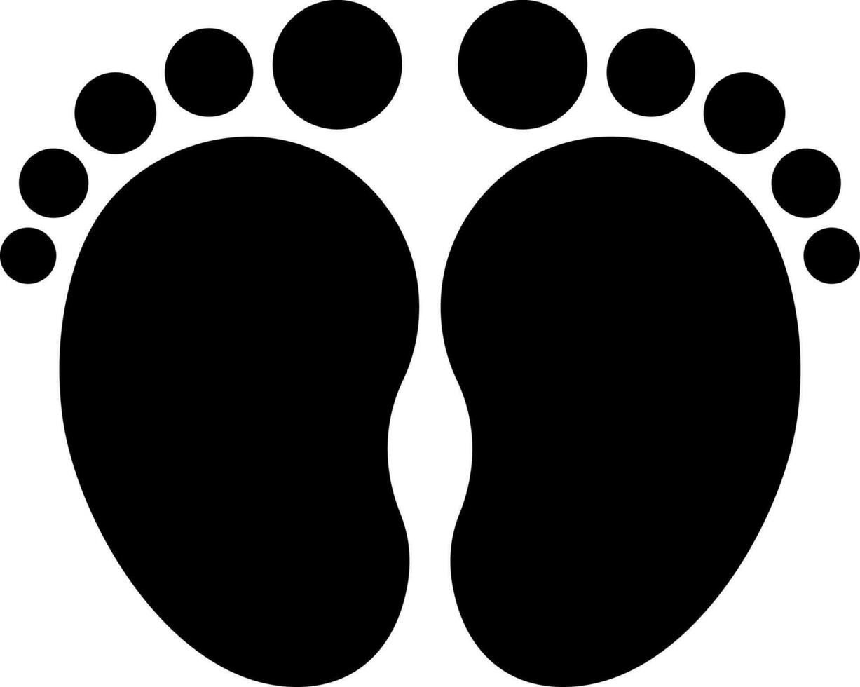 Black and White illustration of baby footprint icon. vector