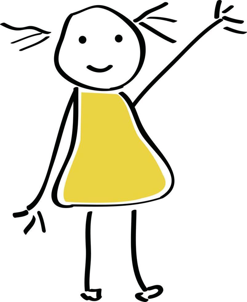 Girl wearing yellow dress. vector