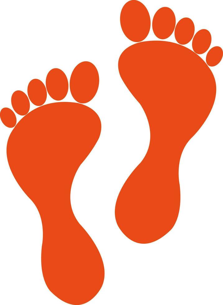 Footprint in orange color. vector