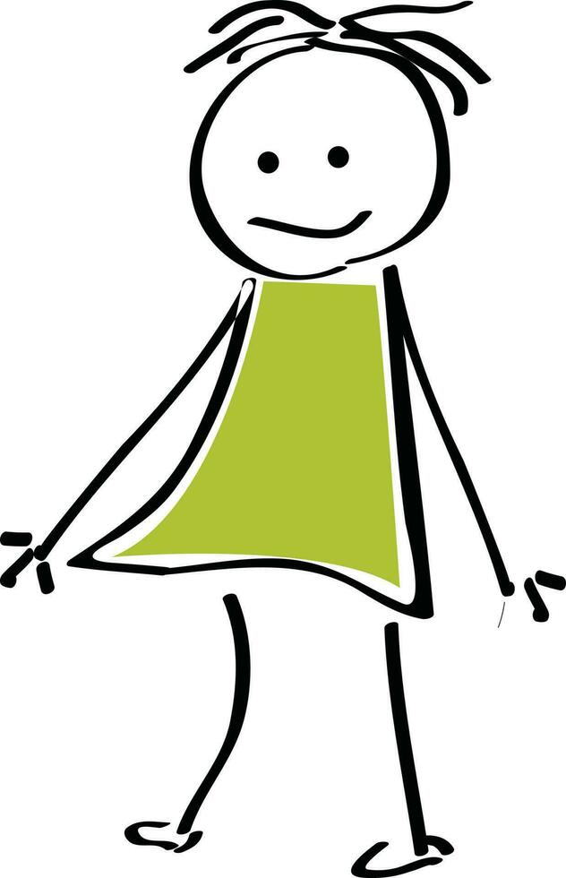 Doodle illustration of a standing girl. vector
