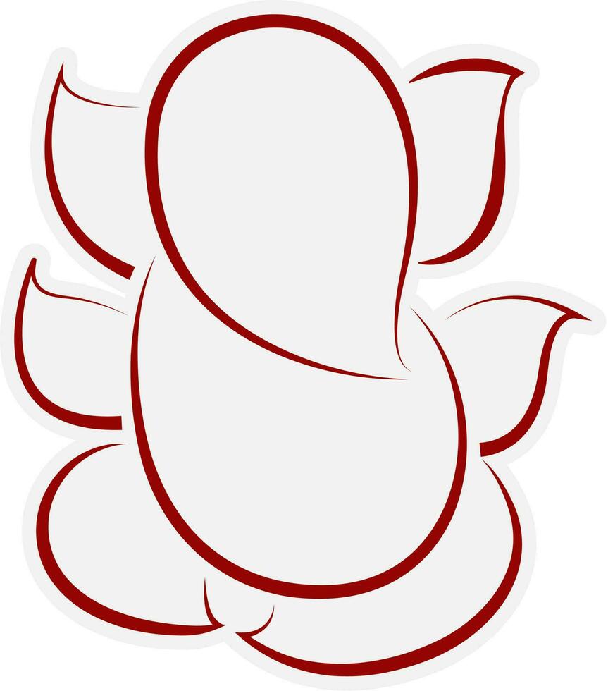 Line art illustration of lord Ganesha in brown and white color. vector