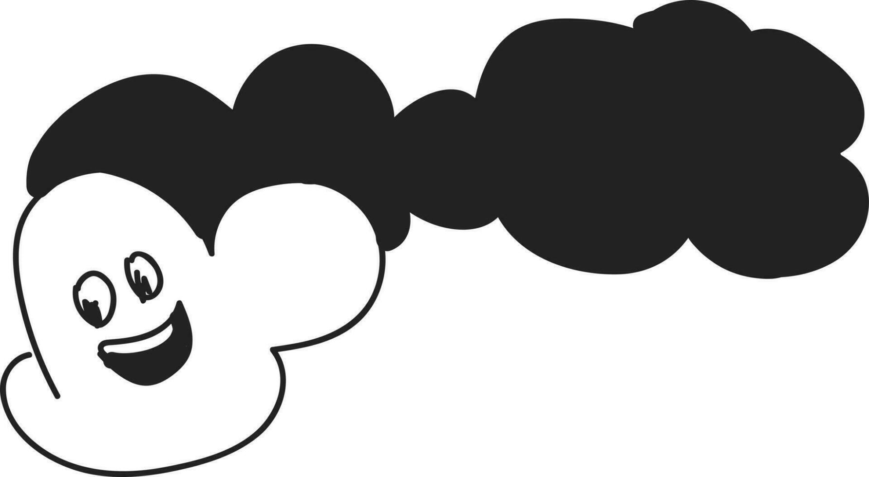 Cloud face in black and white color. vector