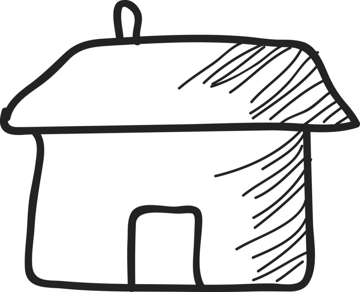 Hut in black and white color. vector