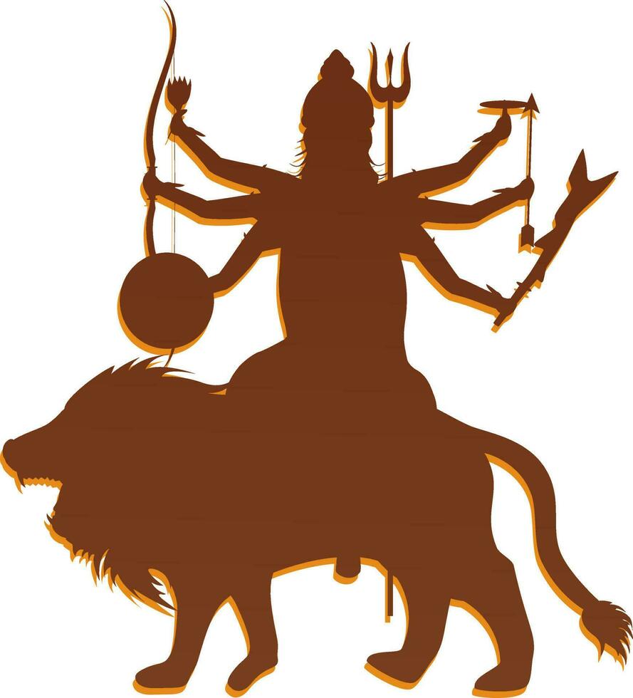 Brown color silhouette of godess durga. vector