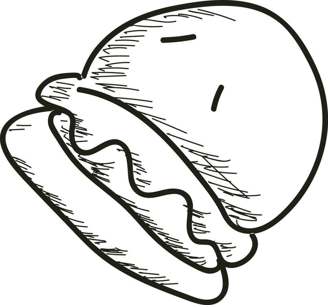Burger in black and white color. vector