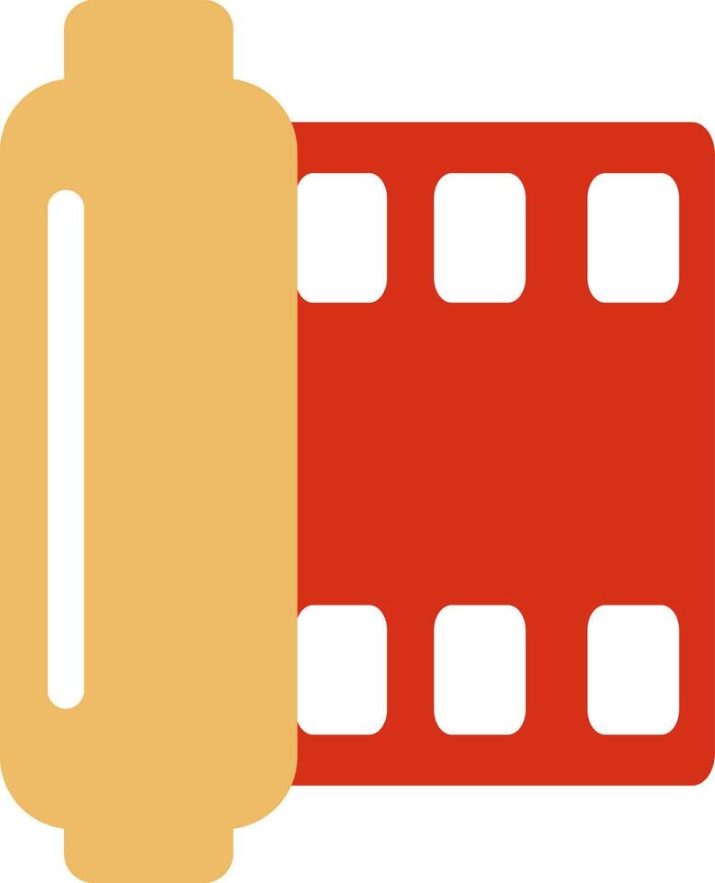 Red and yellow Camera film roll icon. vector