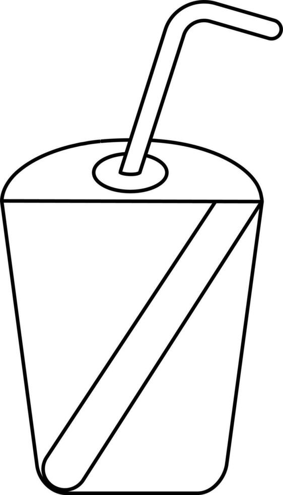 Black line art cold coffee cup with straw. vector