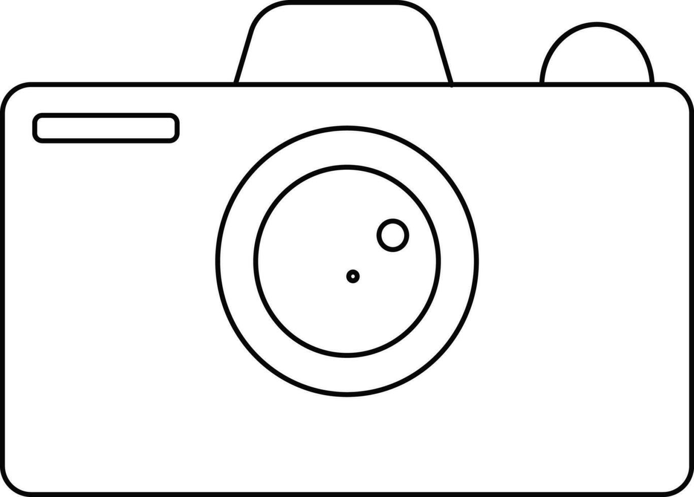 Black line art illustration of a camera icon. vector