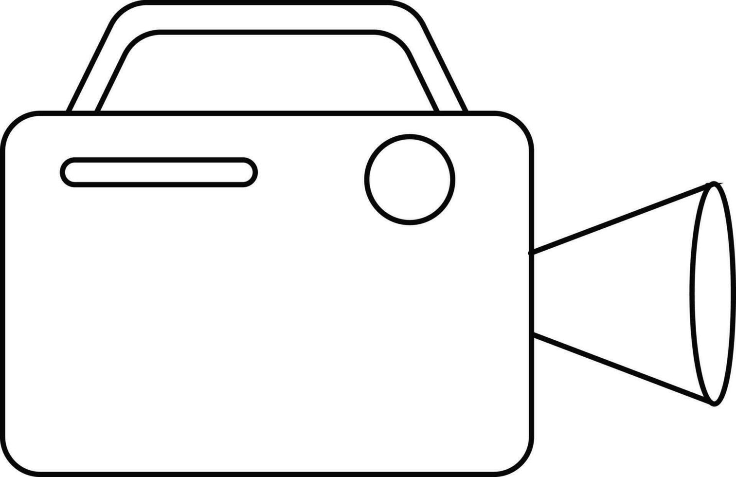 Flat style video camera in black line art illustration. vector