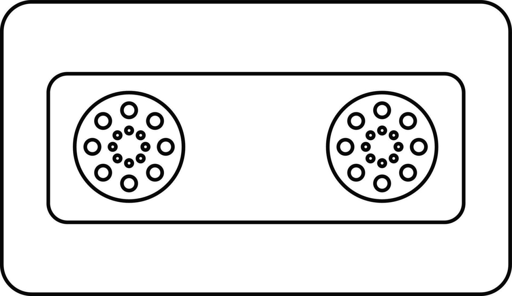 Audio cassette in black line art illustration. vector