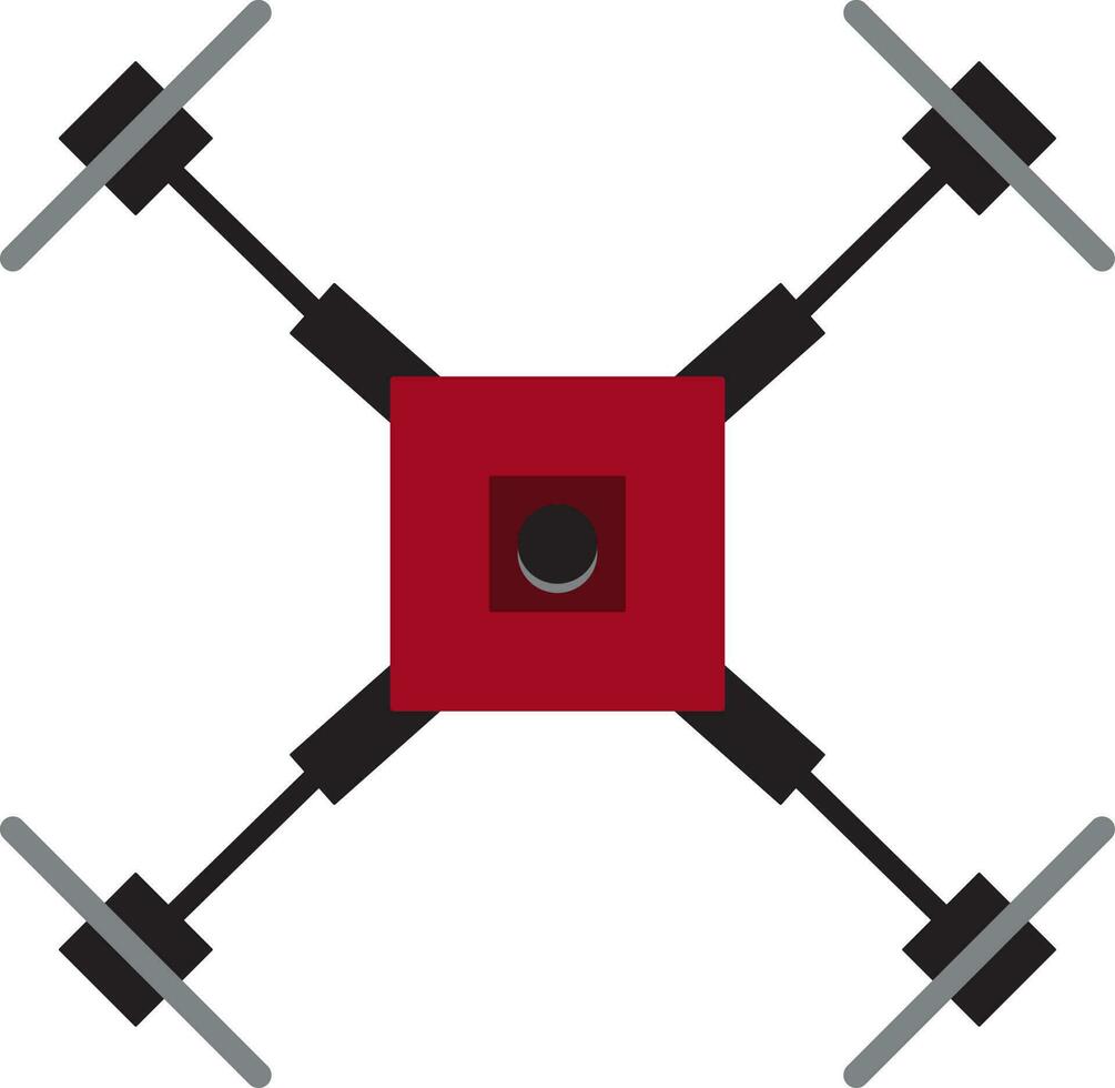 Black and red drone camera on white background. vector