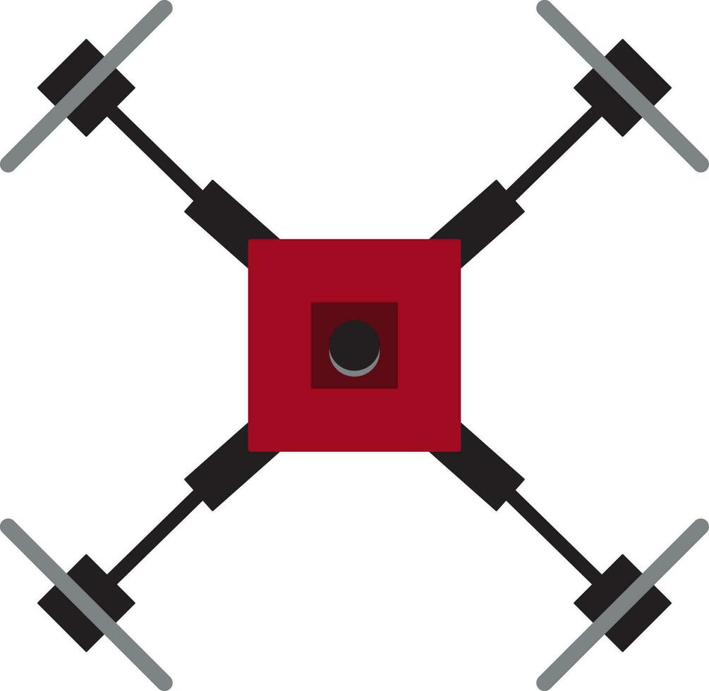 Black and red drone camera on white background. vector