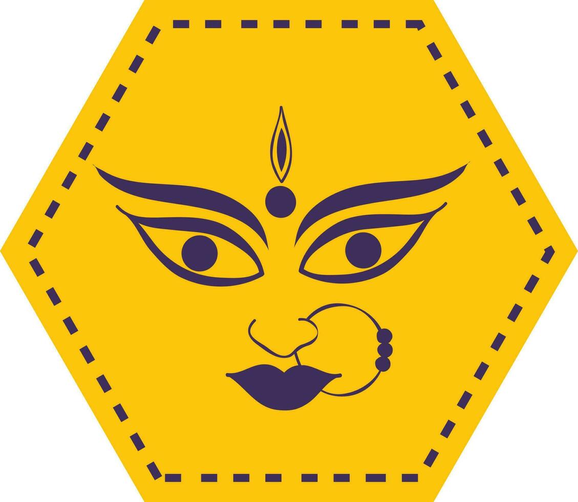 hindú mitológico diosa Durga rostro. vector