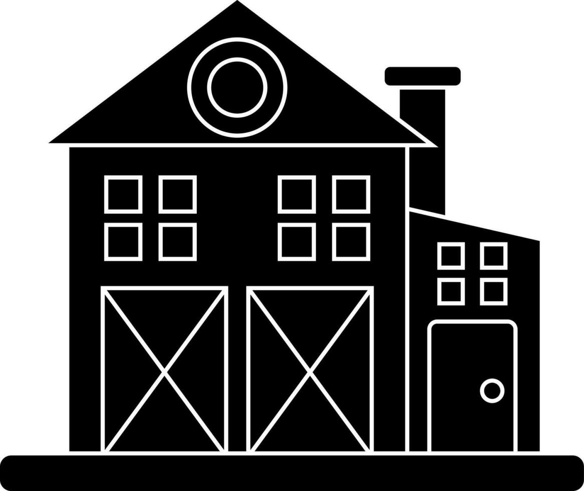 Farming barn icon in Black and White color. vector