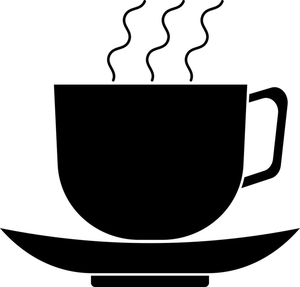 Black and White hot coffee cup icon. vector