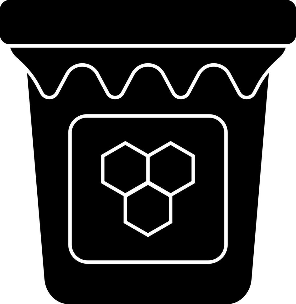 ilustración de miel tarro icono en negro y blanco color. vector