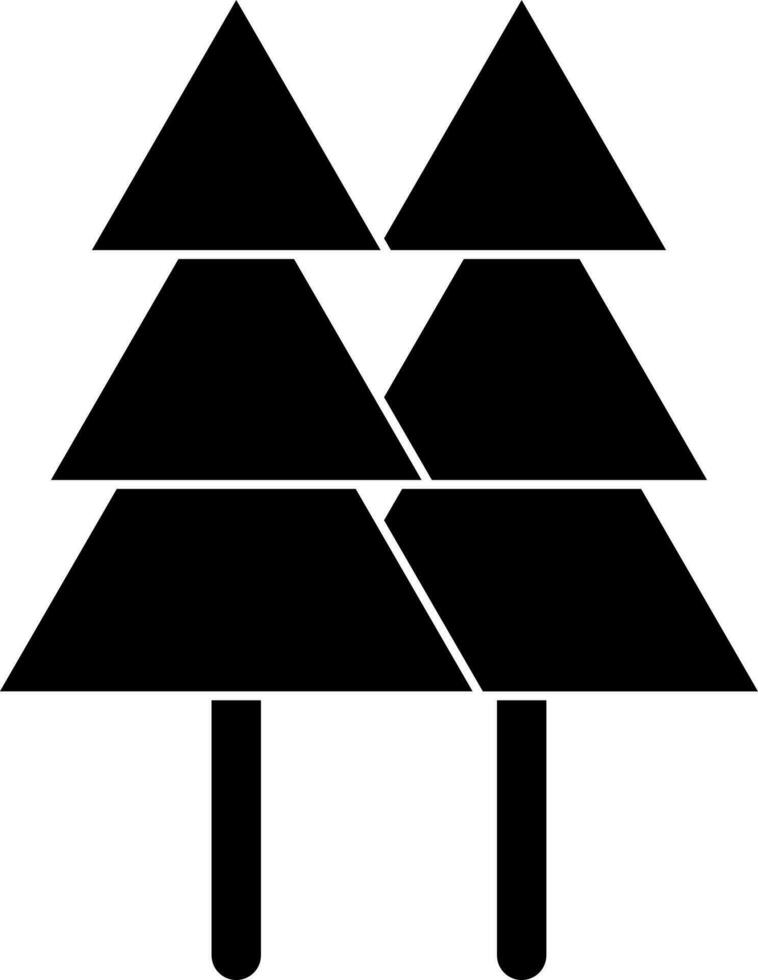 Pine tree icon in black and white color. vector