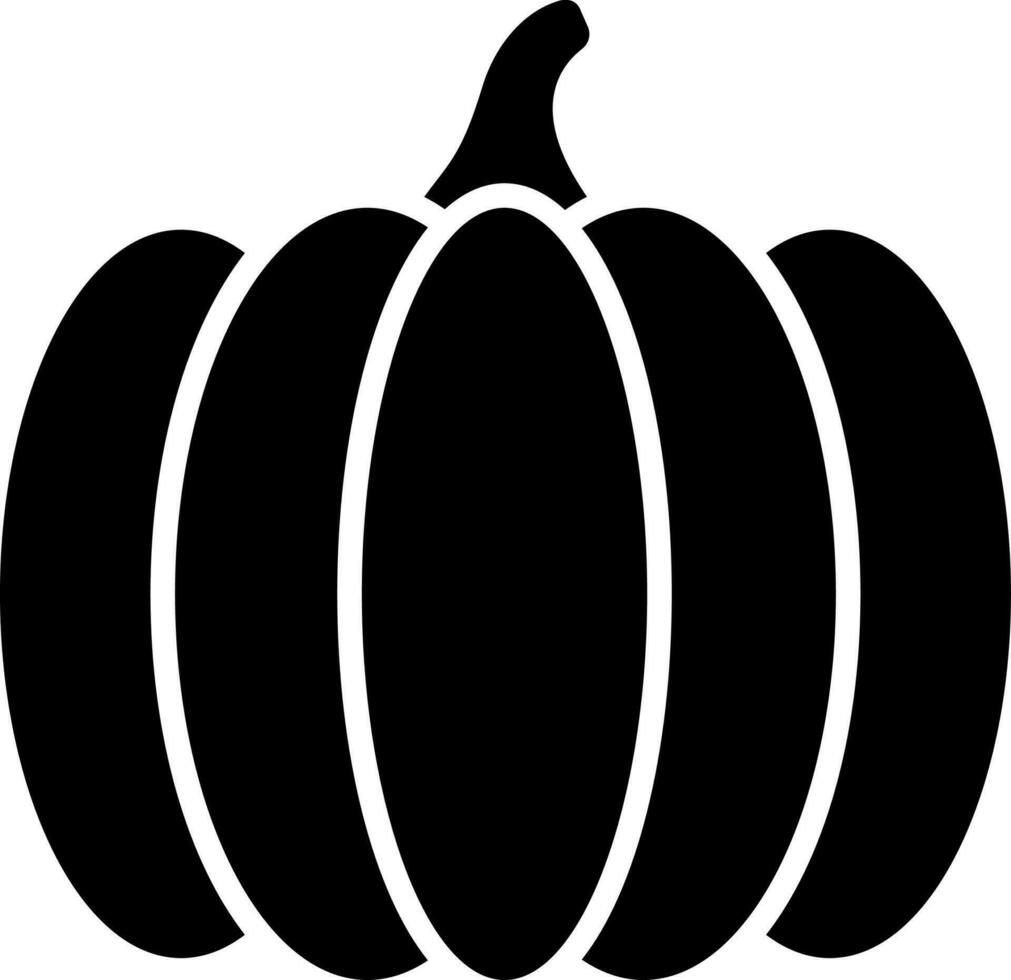 Black and White illustration of pumpkin icon. vector