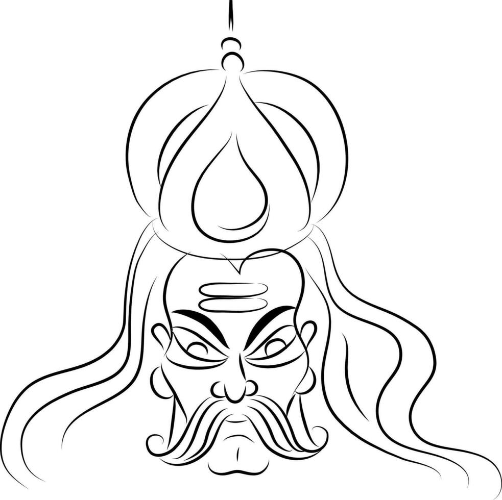 Line art sketch of Ravana for Dussehra concept. vector