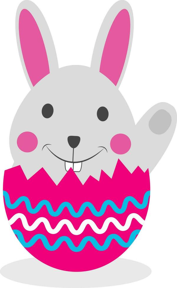 Bunny coming out from easter egg. vector