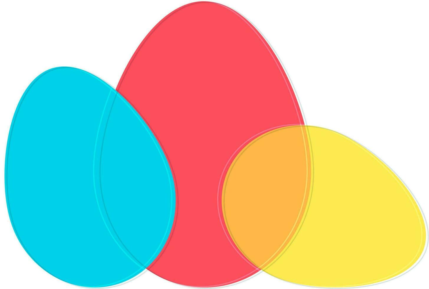 Tres de colores Pascua de Resurrección huevos. vector