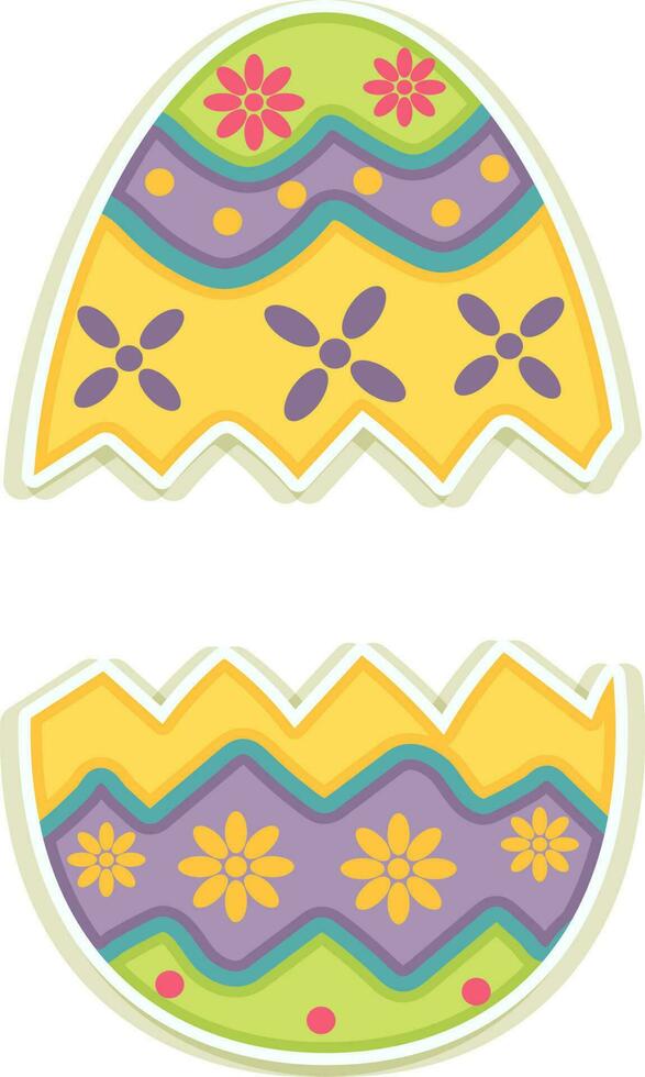 Colorful decorated cracked Easter egg. vector