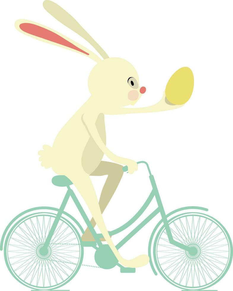 Cute bunny riding bicycle. vector