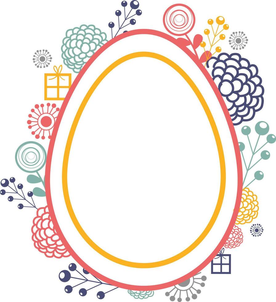 Easter egg on colorful floral elements. vector