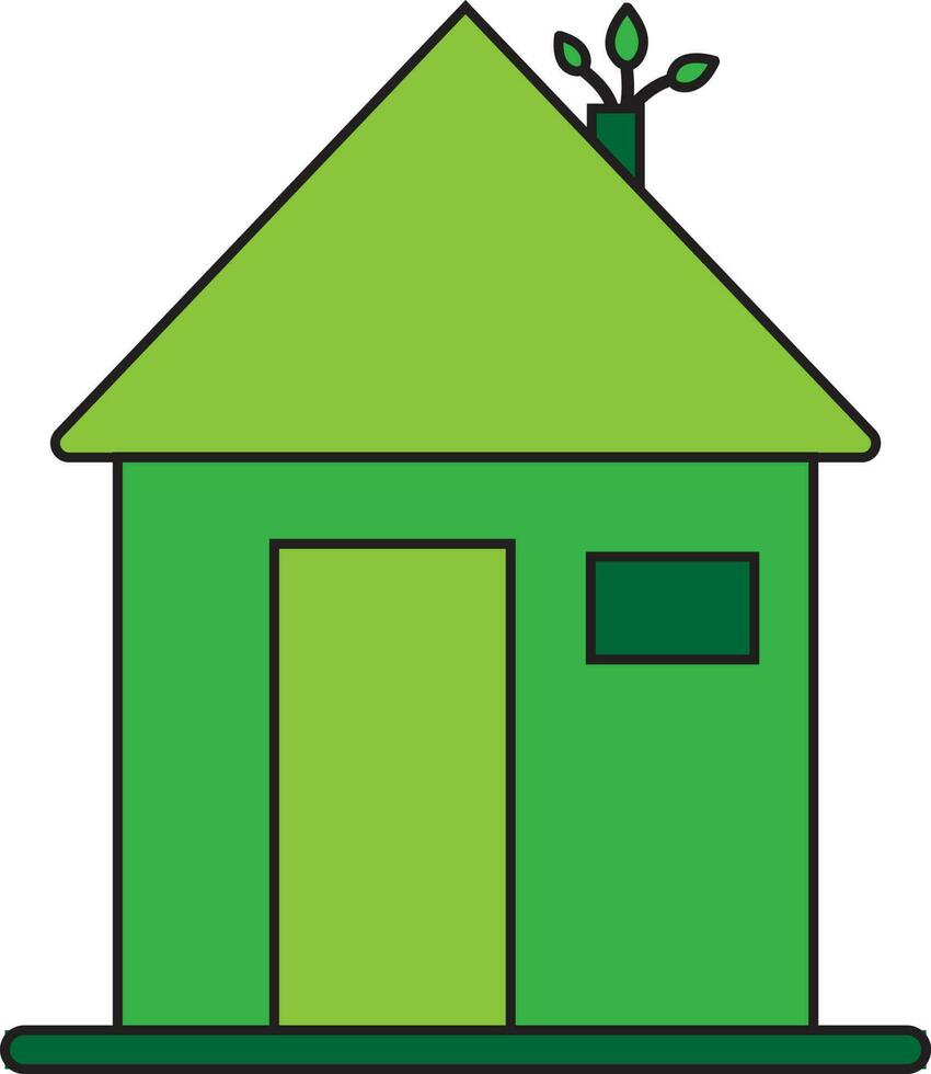 Illustration of leaf on hut in green color. vector