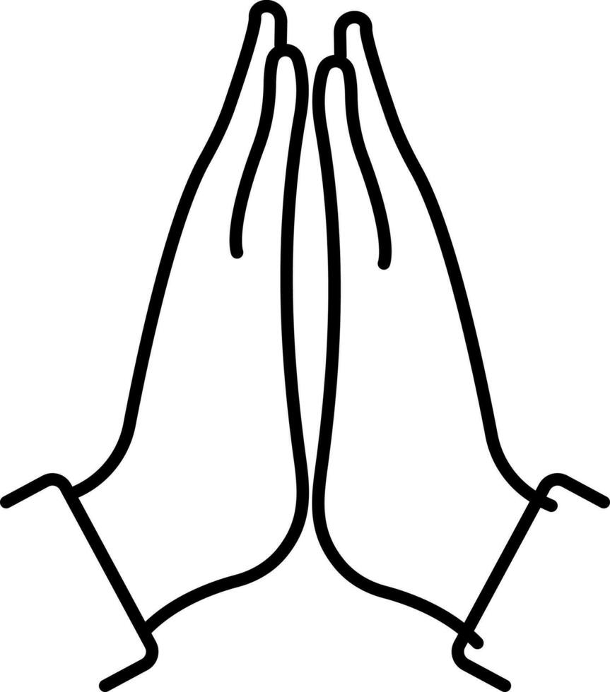 Line art illustration of Praying Human Hand. vector