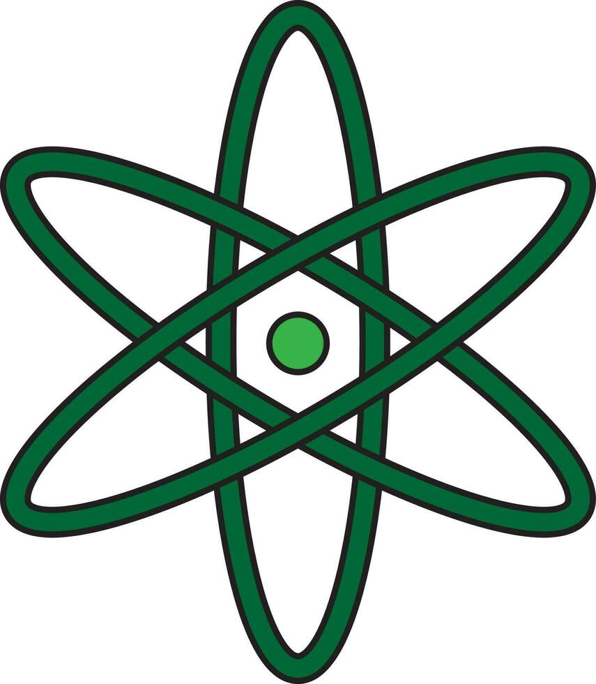Green atom icon on white background. vector