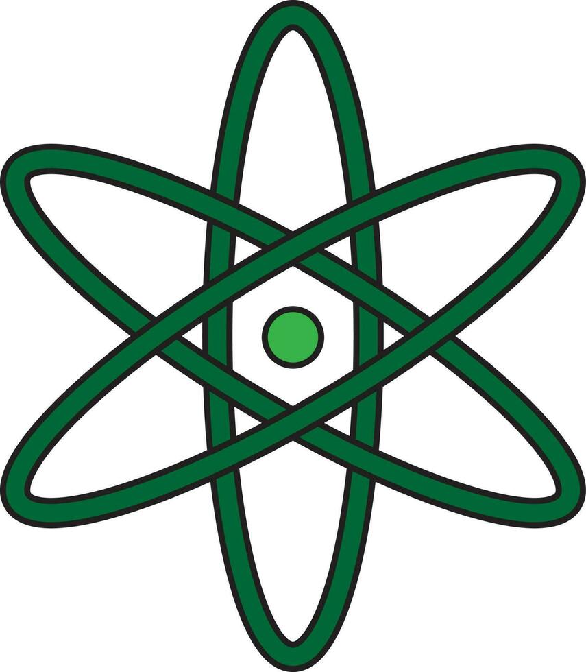 Green atom icon on white background. vector