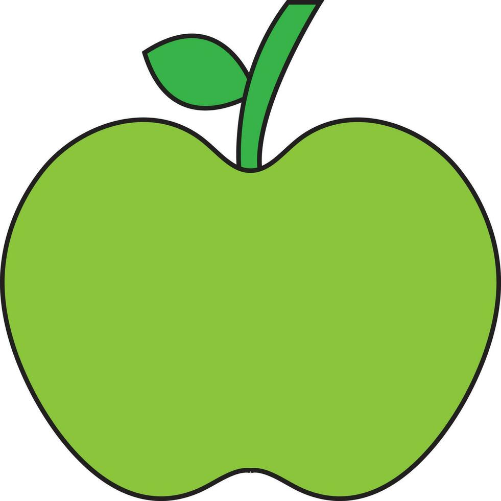 Green apple with leaf. vector