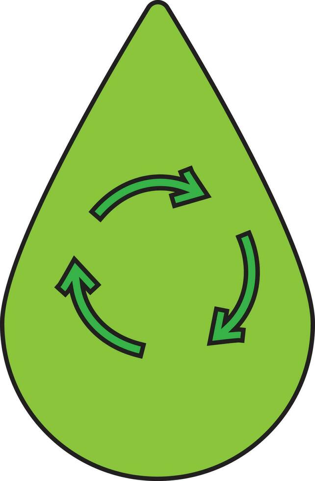 Green recycle sign in drop. vector