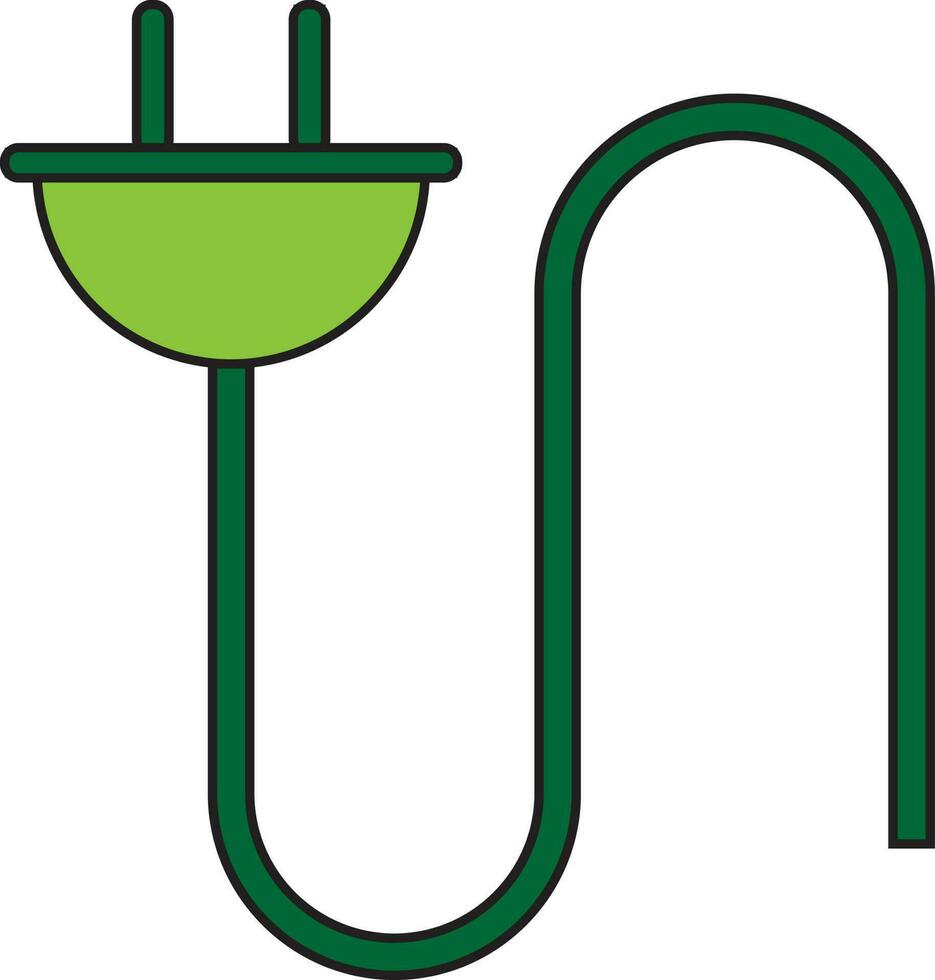 Green electric plug in flat style. vector